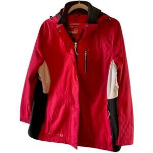 Free Country Radiance Mens Large Red‎ Black Colorblock Hooded Shell Jacket
